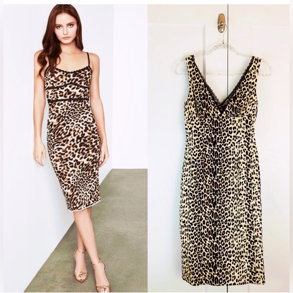 90’s Y2K Bebe Leopard Print Sleeveless Wiggle Dress Sz Medium